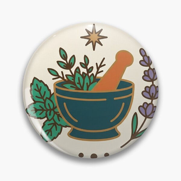 Item preview, Herbalist Leaf and Mortar Badge designed and sold by eduardoroa22.