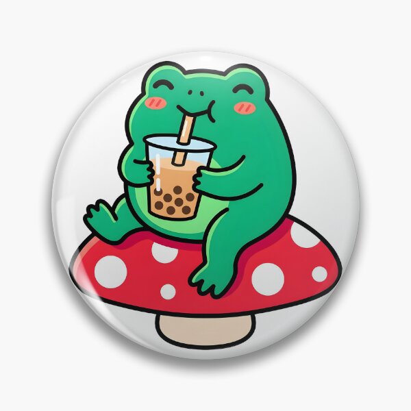 Item preview, Cute Frog Drinking Boba Tea On Mushroom Cottagecore Gen Z Kawaii designed and sold by WorldShop17.
