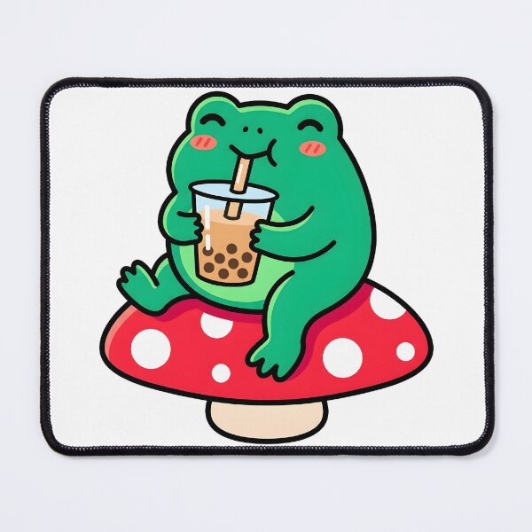 Item preview, Cute Frog Drinking Boba Tea On Mushroom Cottagecore Gen Z Kawaii designed and sold by WorldShop17.