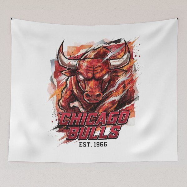 Item preview, Chicago Bulls Fierce Red Bull Basketball Art designed and sold by BlasiseDS.