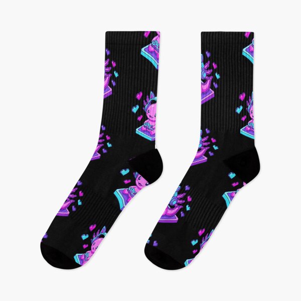 Item preview, Isometric Gamer Axolotl Cat Headphones Cozy Gaming Neon Synthwave designed and sold by WorldShop17.