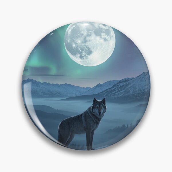 Item preview, A majestic gray wolf standing on northern lights. designed and sold by Designfs.