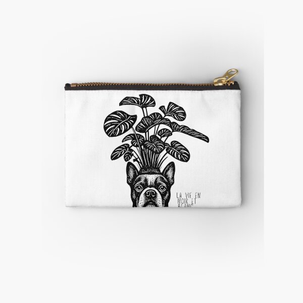 Item preview, Bostons & Botanicals Collection – La Vie En Noir et Blanc Monstera and Boston Terrier Etching designed and sold by Bossie Brand Apparel .