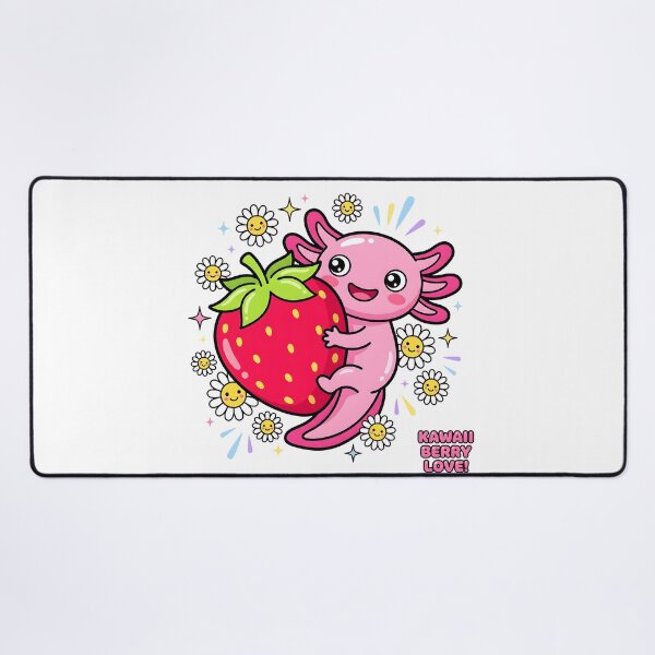 Item preview, Kawaii Axolotl Hugging Giant Strawberry Cute Japanese Pop Art designed and sold by WorldShop17.