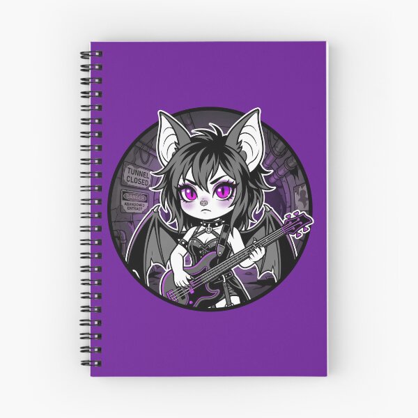 Item preview, Industrial Goth Bat Bassist - Dark Purple Stencil Chibi designed and sold by CaliLuminos.
