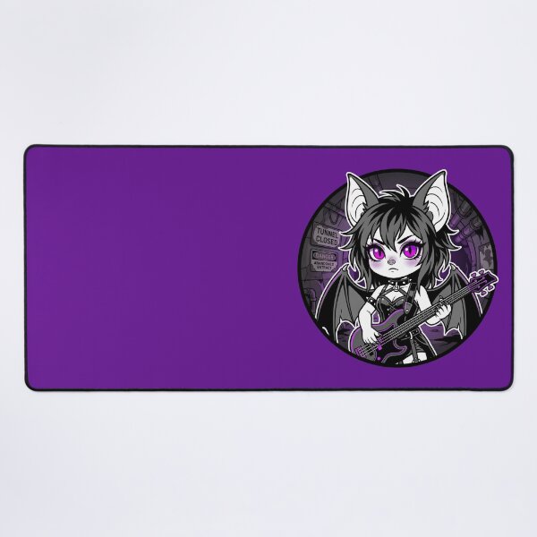 Item preview, Industrial Goth Bat Bassist - Dark Purple Stencil Chibi designed and sold by CaliLuminos.