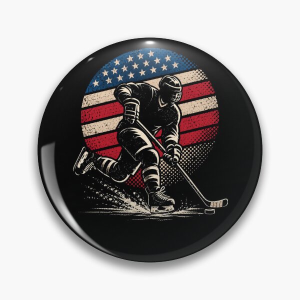 Item preview, Retro American Hockey Player Vintage Patriotic Ice Skating designed and sold by Moizento.