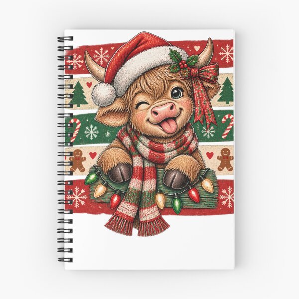 Item preview, Cute Highland Cow Christmas Retro Santa Hat Winking Farmhouse designed and sold by DYAFLK.