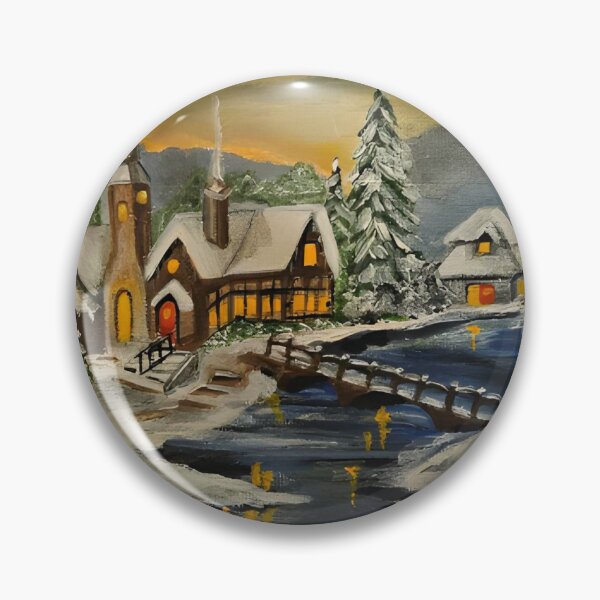 Item preview, Alpine Winter Village - Bridge at Sunset designed and sold by susanbl.