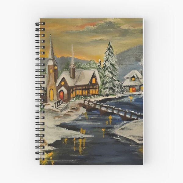 Item preview, Alpine Winter Village - Bridge at Sunset designed and sold by susanbl.