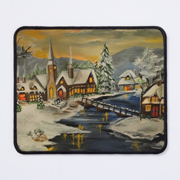 Item preview, Alpine Winter Village - Bridge at Sunset designed and sold by susanbl.