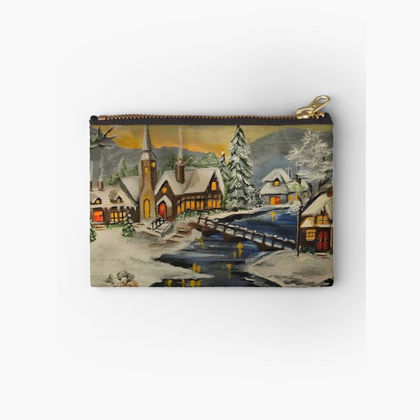 Item preview, Alpine Winter Village - Bridge at Sunset designed and sold by susanbl.