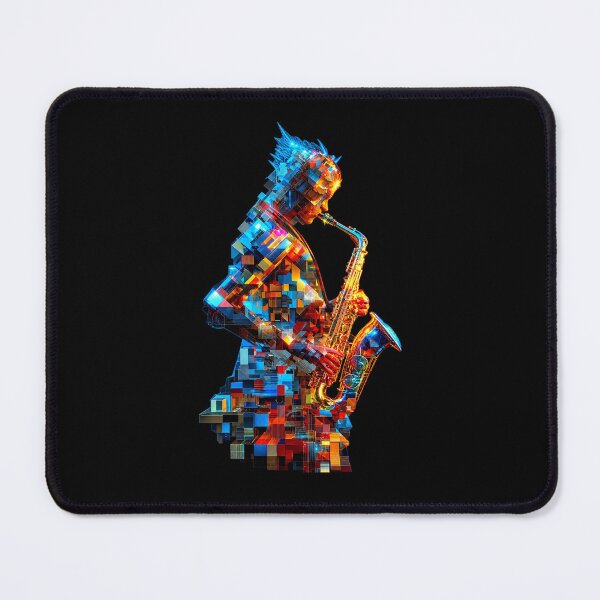 Item preview, Abstract Saxophonist in Colorful Geometric Mosaic designed and sold by CR3@TIX-BOUTIK.
