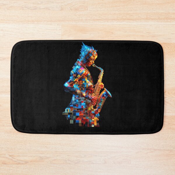 Item preview, Abstract Saxophonist in Colorful Geometric Mosaic designed and sold by CR3@TIX-BOUTIK.