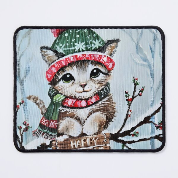 Item preview, Festive Kitten in Beanie on Snowy Branch designed and sold by susanbl.