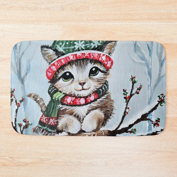 Item preview, Festive Kitten in Beanie on Snowy Branch designed and sold by susanbl.