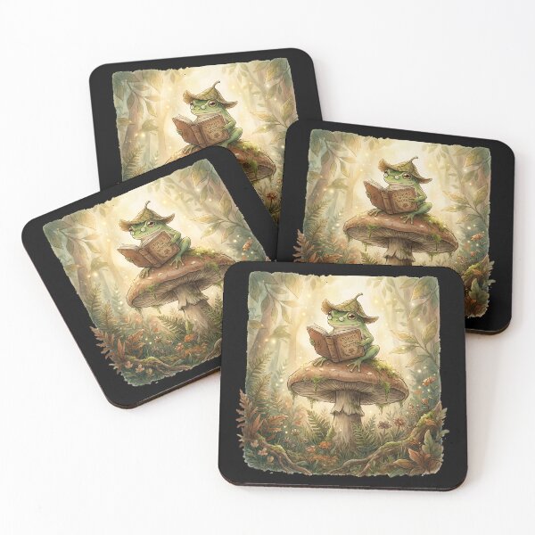 Item preview, Cottagecore Frog Reading Book On Mushroom Ghibli Anime Aesthetic designed and sold by WorldShop17.