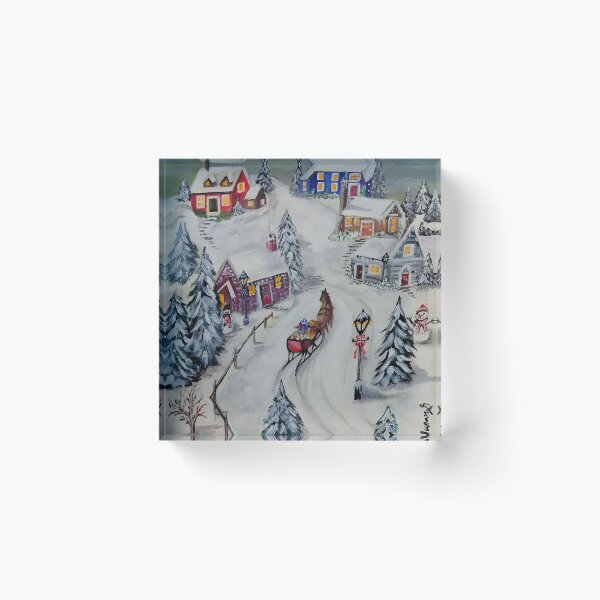 Item preview, Cozy Winter Village with Horse Sled designed and sold by susanbl.