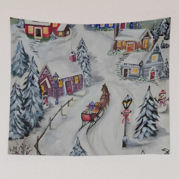 Item preview, Cozy Winter Village with Horse Sled designed and sold by susanbl.