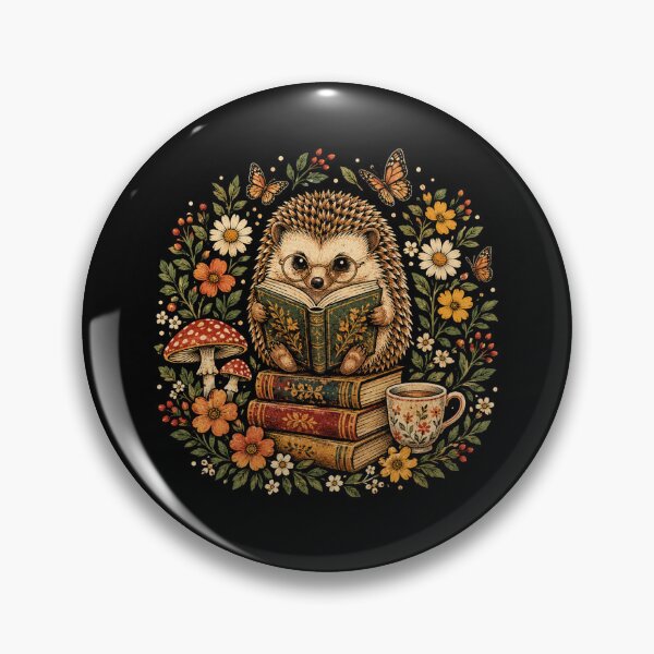 Item preview, Cozy Hedgehog Reading Books Among Vintage Flowers designed and sold by Moizento.
