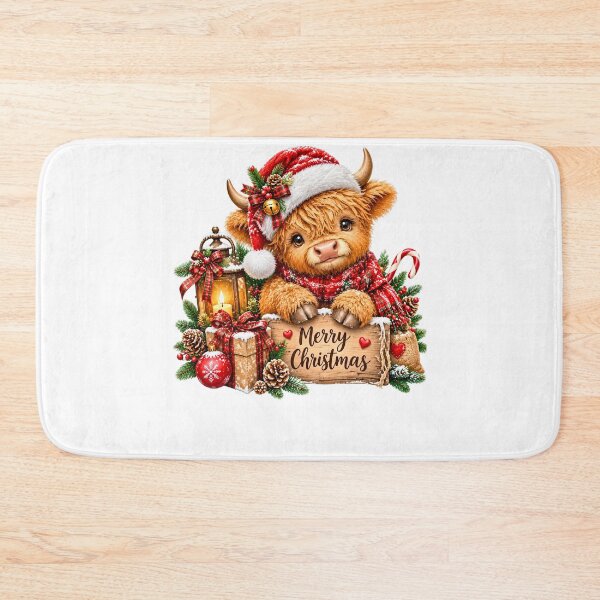 Item preview, Cute Highland Cow Merry Christmas Sign Rustic Farmhouse Holiday designed and sold by DYAFLK.
