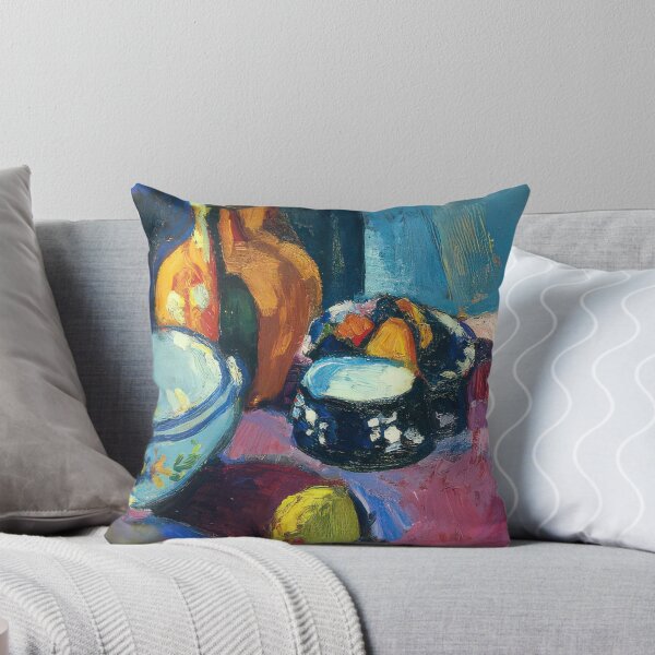 Item preview, Dishes and fruit on a red and black carpet 1901 designed and sold by VeilOfPigments.