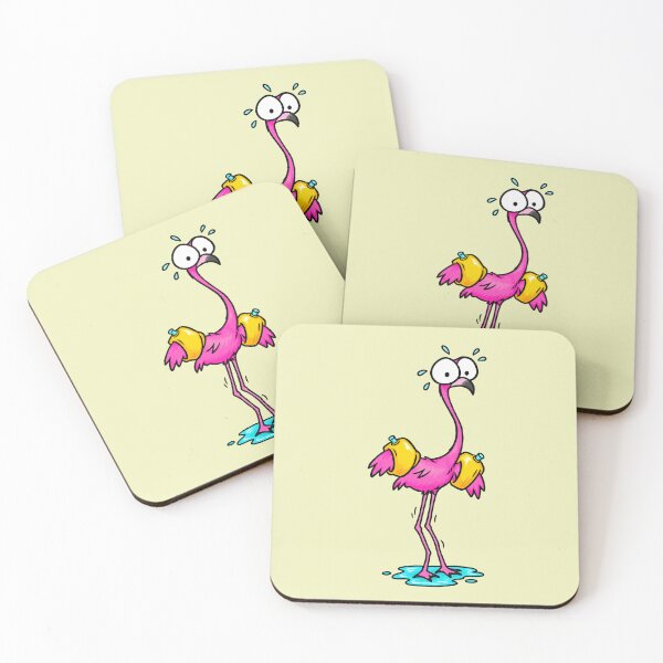 Item preview, Panicked Flamingo – Funny Cartoon Bird with Floaties designed and sold by SVox.