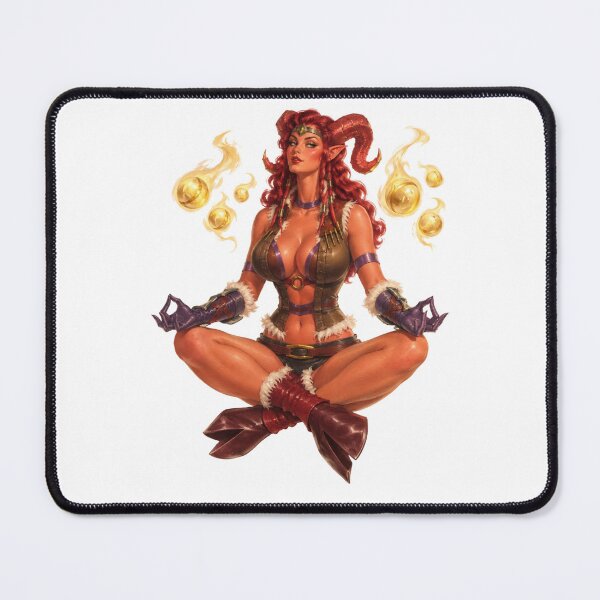 Item preview, Fire Monk Elemental Sorceress Floating Orbs Vintage 1940s Retro Fantasy Pin Up Art  designed and sold by Cosplayvintage.
