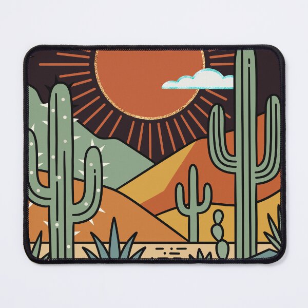 Item preview, Desert Saguaro Sunset — Retro Southwest Landscape designed and sold by Ink & Kind Studio.