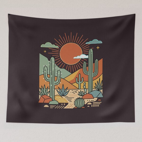 Item preview, Desert Saguaro Sunset — Retro Southwest Landscape designed and sold by Ink & Kind Studio.