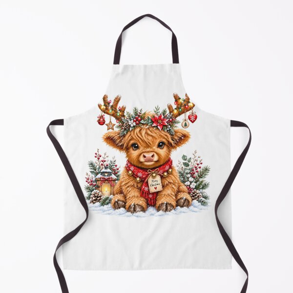 Item preview, Cute Highland Cow Reindeer Antlers Merry Christmas Winter Farmhouse designed and sold by DYAFLK.