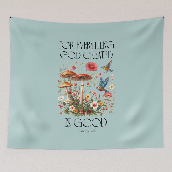 Item preview, God’s Creation Cottagecore Mushrooms Birds and Flowers designed and sold by Sachie's Studio.