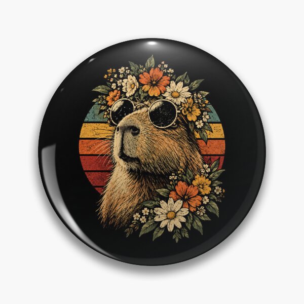 Item preview, Retro Capybara Floral Sunglasses Vintage Animal Lover designed and sold by Moizento.