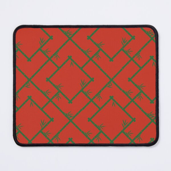 Item preview, Bamboo Chinoiserie Lattice in Poinciana Red + Green designed and sold by YesterdayColl.
