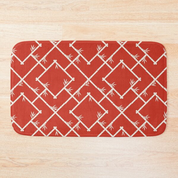 Item preview, Bamboo Chinoiserie Lattice in Poinciana Red + Cream designed and sold by YesterdayColl.