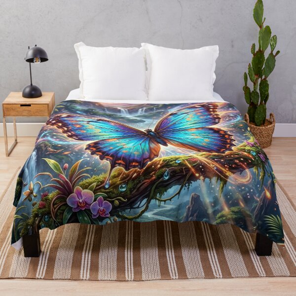 Item preview, Blue Morpho Butterfly in Tropical Landscape designed and sold by Lucid Dream Pixel.