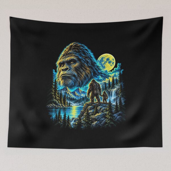 Item preview, Moonlit Sasquatch Family Wilderness designed and sold by CasaMio.