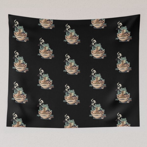 Item preview, Grumpy Frog Eating Ramen Japanese Art Vintage Poster designed and sold by Redgiant87x.