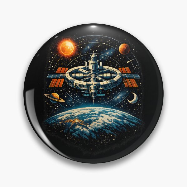 Item preview, orbiting space station above Earth designed and sold by Daily Quirk.