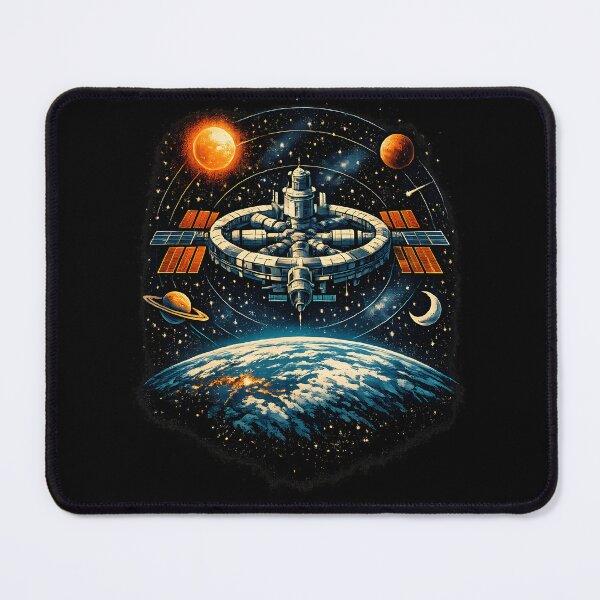Item preview, orbiting space station above Earth designed and sold by Daily Quirk.