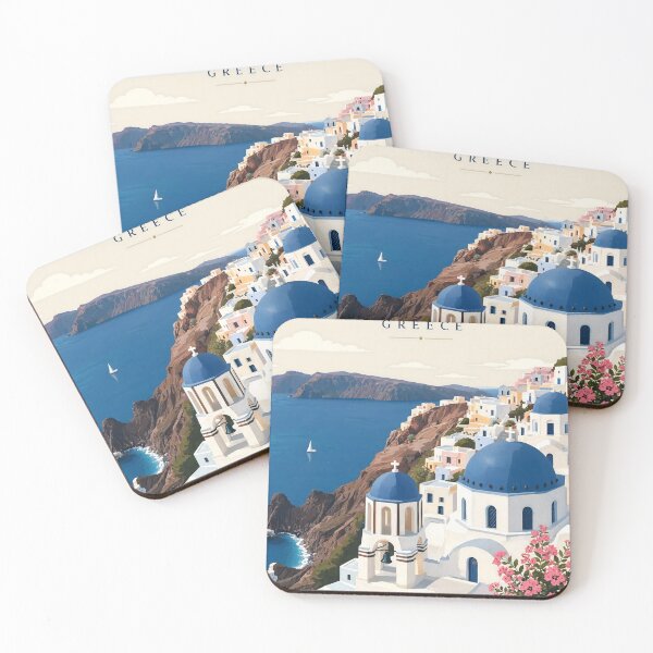 Item preview, Santorini Greece Minimalist Travel Poster Blue Dome designed and sold by JIGUWORLD.
