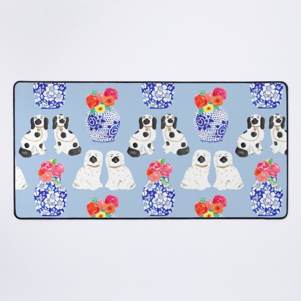 Item preview, Chinoiserie Dogs + Floral Ginger Jars in Powder Blue designed and sold by YesterdayColl.