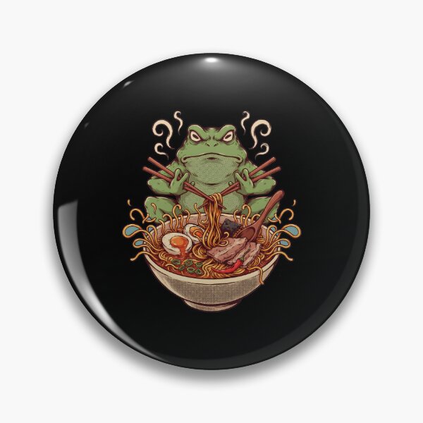 Item preview, Grumpy Frog Eating Ramen Retro Vintage Poster designed and sold by Redgiant87x.