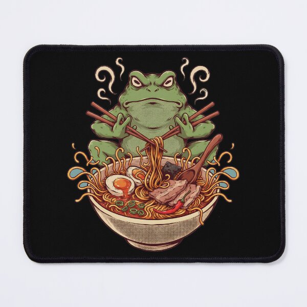 Item preview, Grumpy Frog Eating Ramen Retro Vintage Poster designed and sold by Redgiant87x.