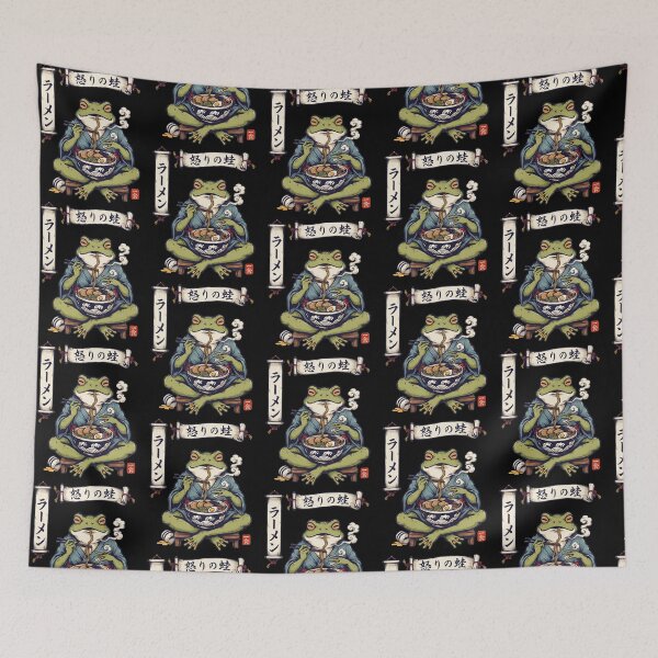 Item preview, Grumpy Frog Eating Ramen Japanese Art Aesthetic designed and sold by Redgiant87x.