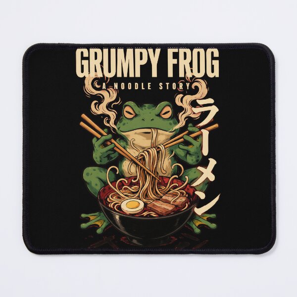 Item preview, Grumpy Frog Eating Ramen Vintage Poster Foodie designed and sold by Redgiant87x.