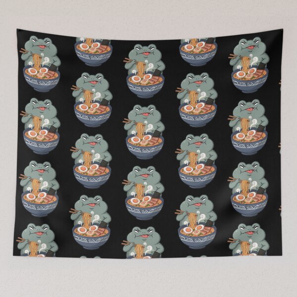 Item preview, Grumpy Frog Eating Ramen Japanese Art Vintage Humor designed and sold by Redgiant87x.
