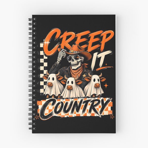Item preview, Creep It Country Ghost Cow Skeleton Cowboy Halloween designed and sold by Mostafa ElHusseiny.