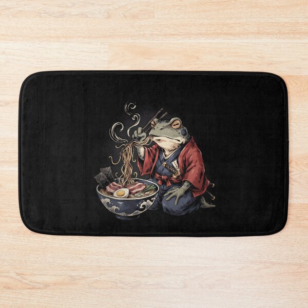 Item preview, Grumpy Frog Eating Ramen Vintage Japanese Poster Style designed and sold by Redgiant87x.