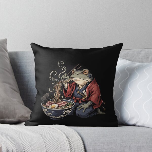 Item preview, Grumpy Frog Eating Ramen Vintage Japanese Poster Style designed and sold by Redgiant87x.